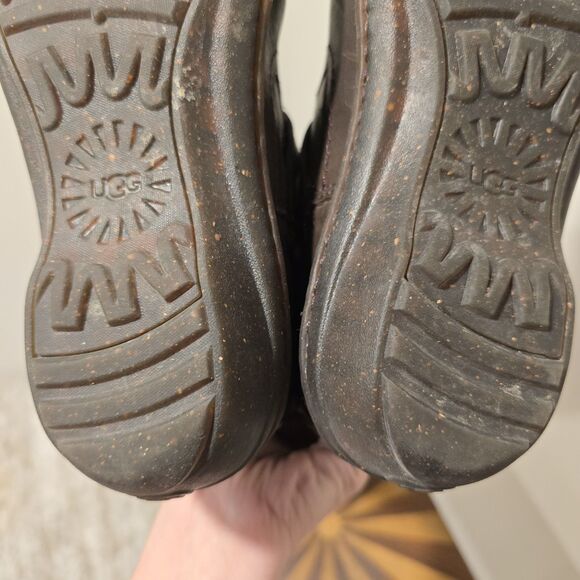 UGG Australia Rosen Riding Boots Brown Leather 7 Womens Wool Fur Lined Winter - Picture 14 of 15